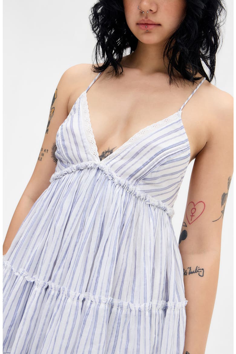 Aria Stripe Babydoll Minidress, Alternate, color, BLUE STRIPE