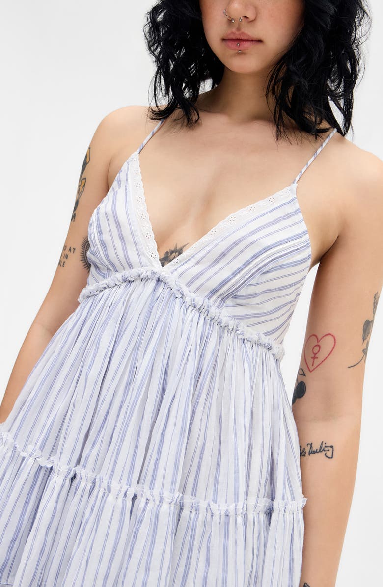 BDG Urban Outfitters Aria Stripe Babydoll Minidress, Alternate, color, Blue Stripe