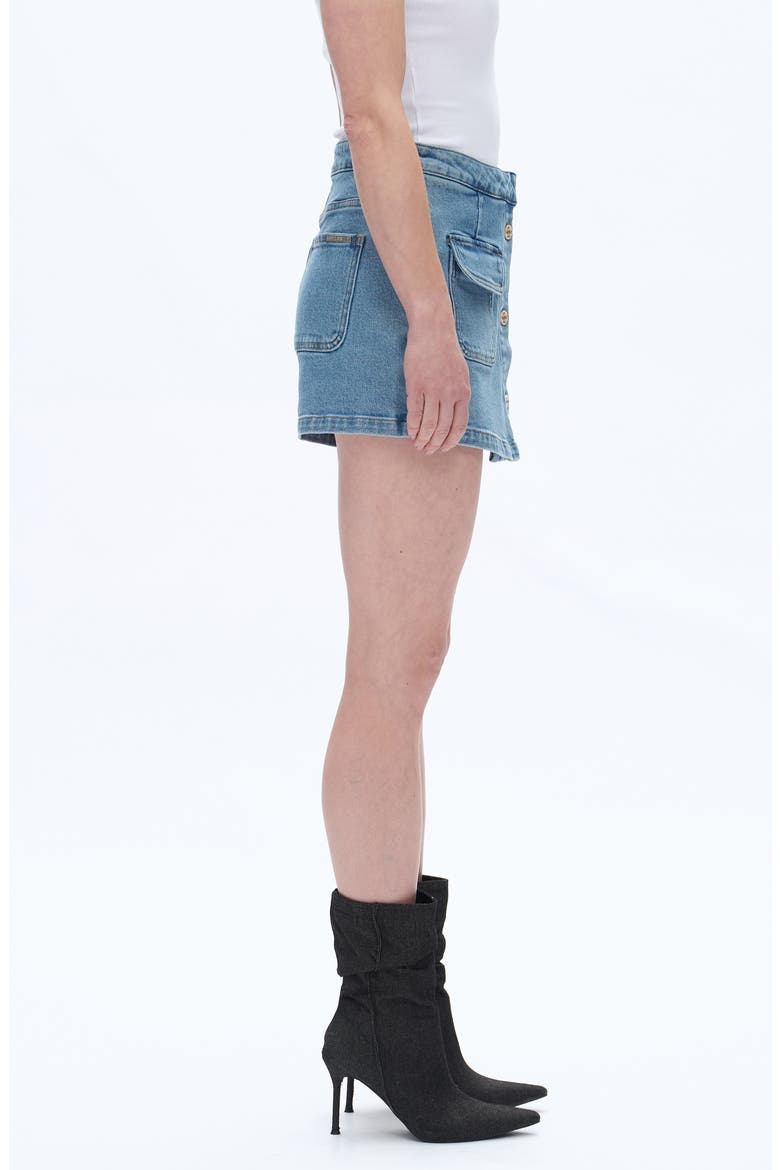 High Waist Culotte Denim Skort, Alternate, color, MEDIUM BLUE