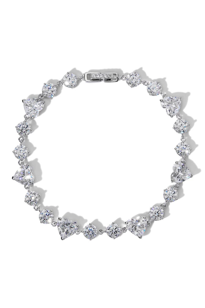 Le Bisou Halo Heart Line Bracelet, Main, color, RHODIUM