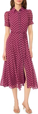 CeCe Print Midi Shirtdress