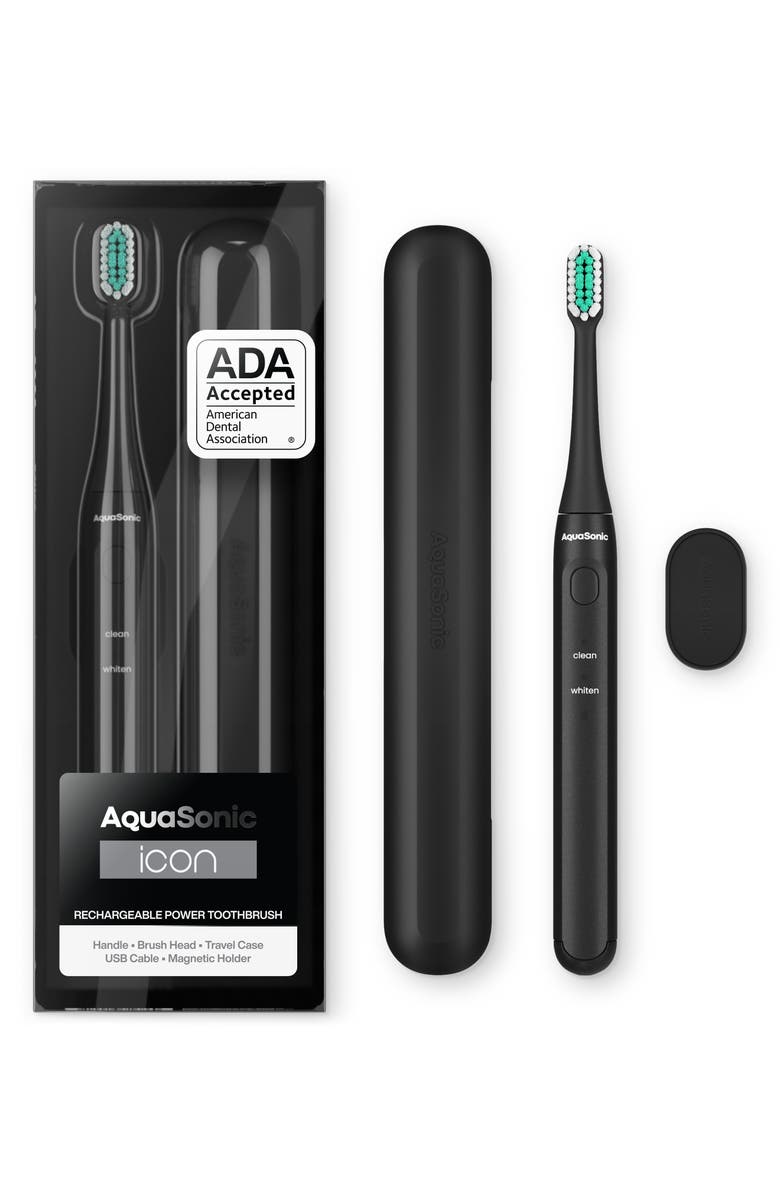 AQUASONIC Icon Rechargeable Power Toothbrush, Main, color, Black