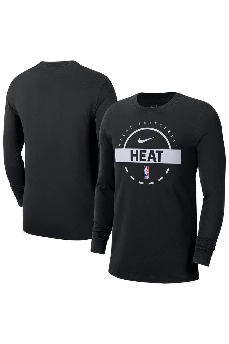 Men's Nike  Black Miami Heat Authentic Long Sleeve Practice T-Shirt, Main, color, Black