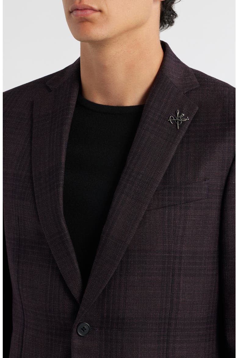 Bleeker Purple Shadow Check Slub Wool Blend Sport Coat, Alternate, color, PURPLE