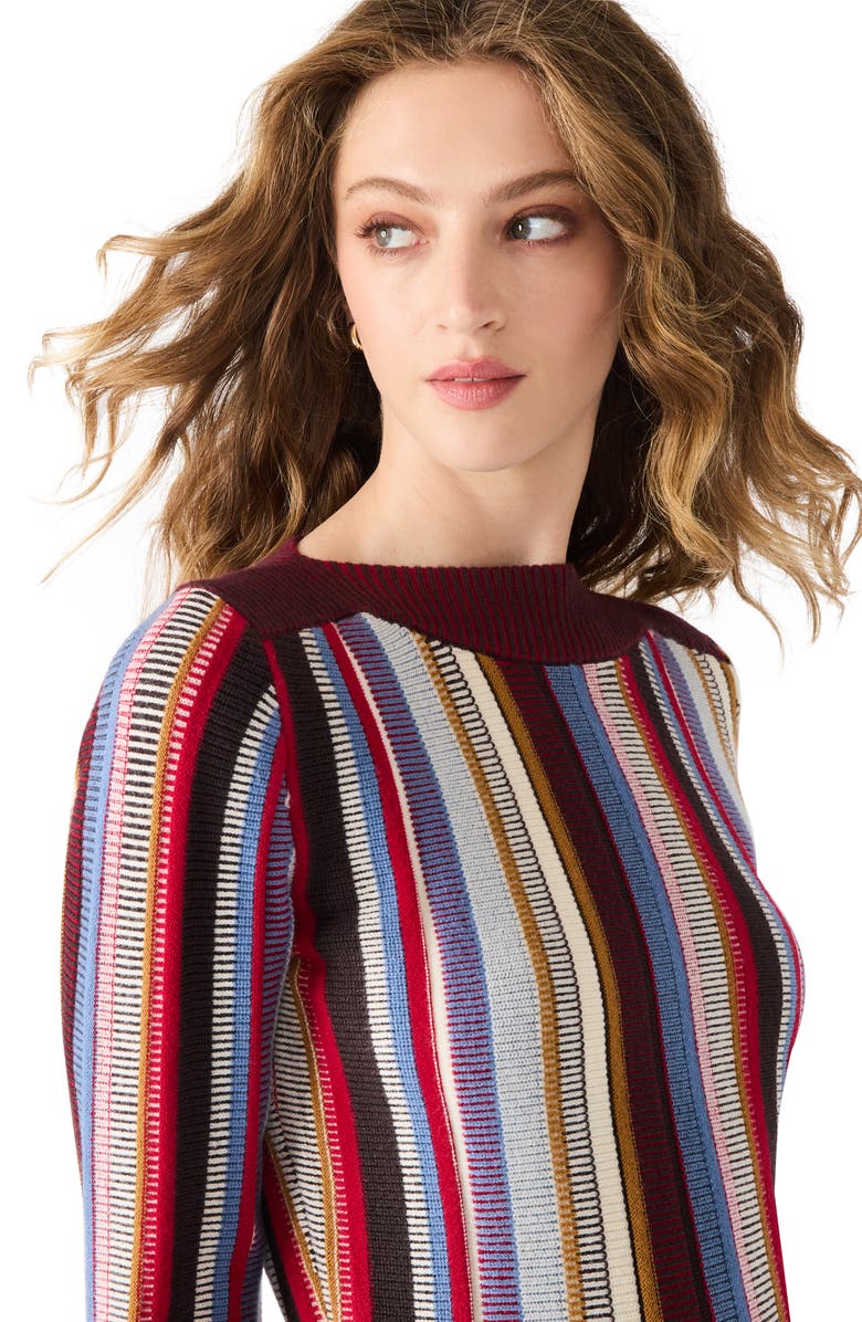 Steve Madden Serra Stripe Knit Sweater, Alternate, color, Burgundy Multi