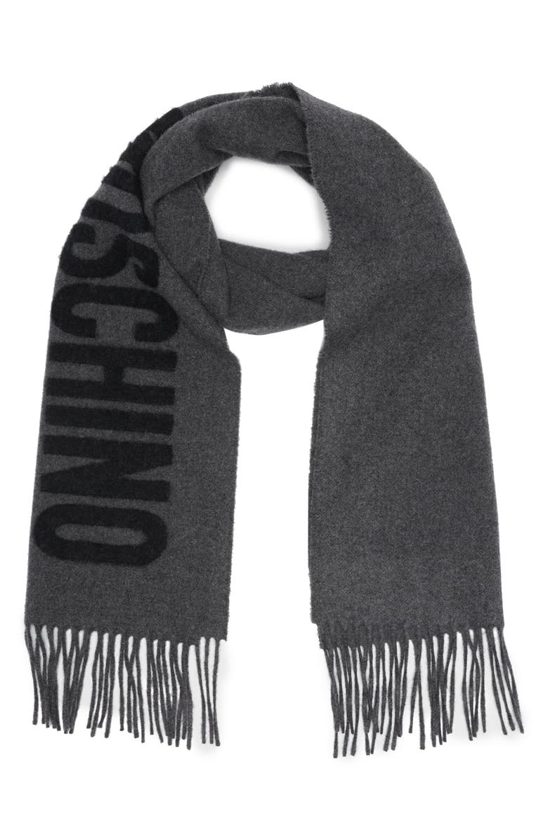 Moschino Wool Fringe Scarf, Main, color, 