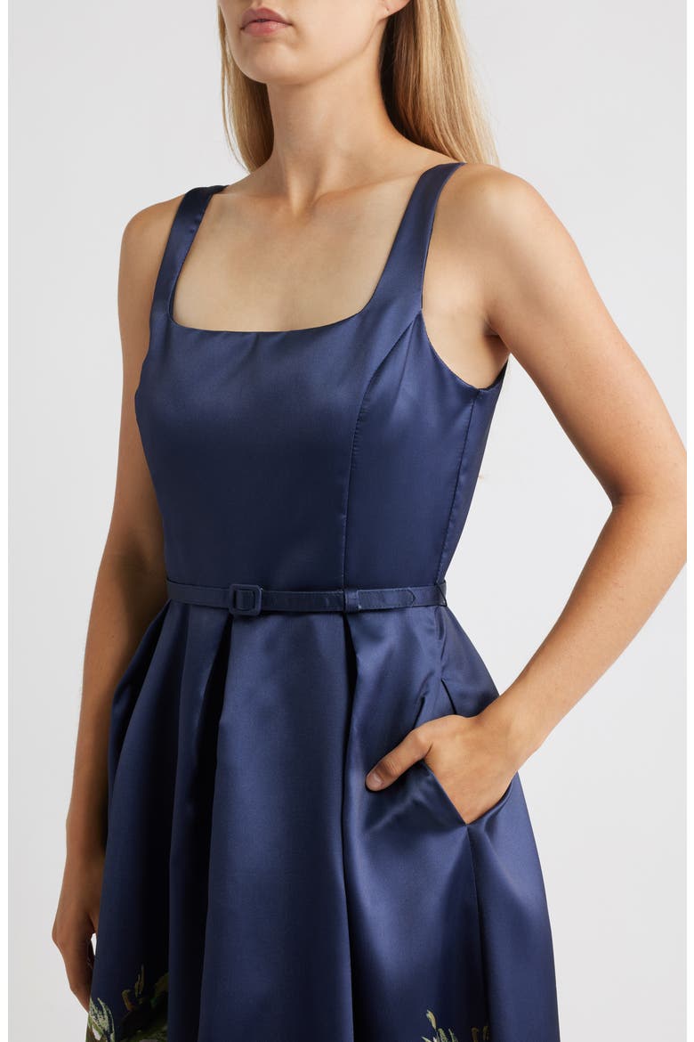 Belted Mikado Ballgown, Alternate, color, NAVY