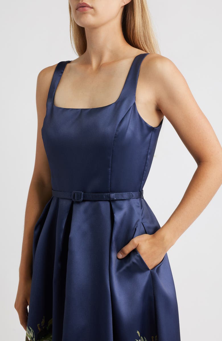 Julia Jordan Belted Mikado Ballgown, Alternate, color, Navy