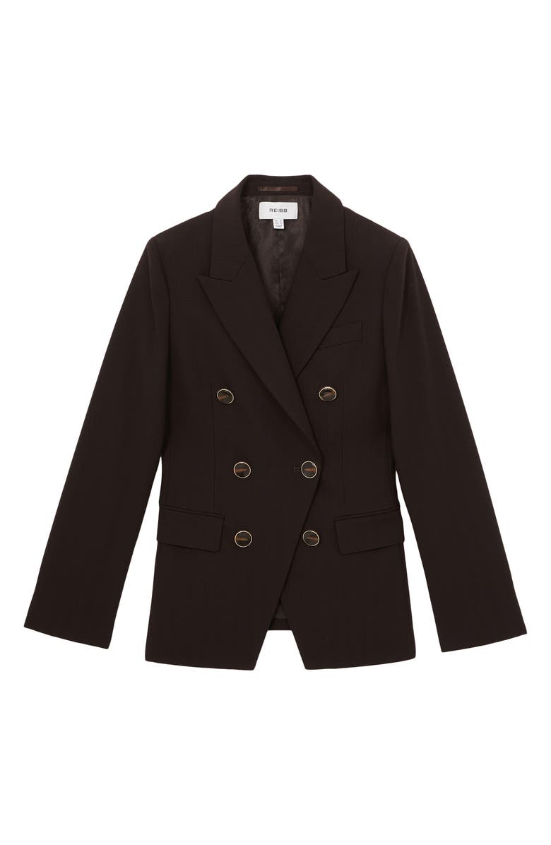 Reiss Lia Double Breasted Wool Blend Blazer, Alternate, color, Chocolate Brown