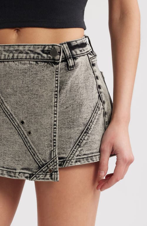 Shop Ptcl Cara Denim Cargo Wrap Miniskort In Grey Mineral Wash
