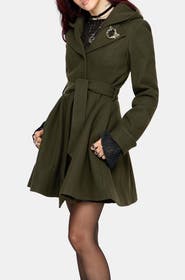 Disturbia Cyrene Belted Removable Hood Coat