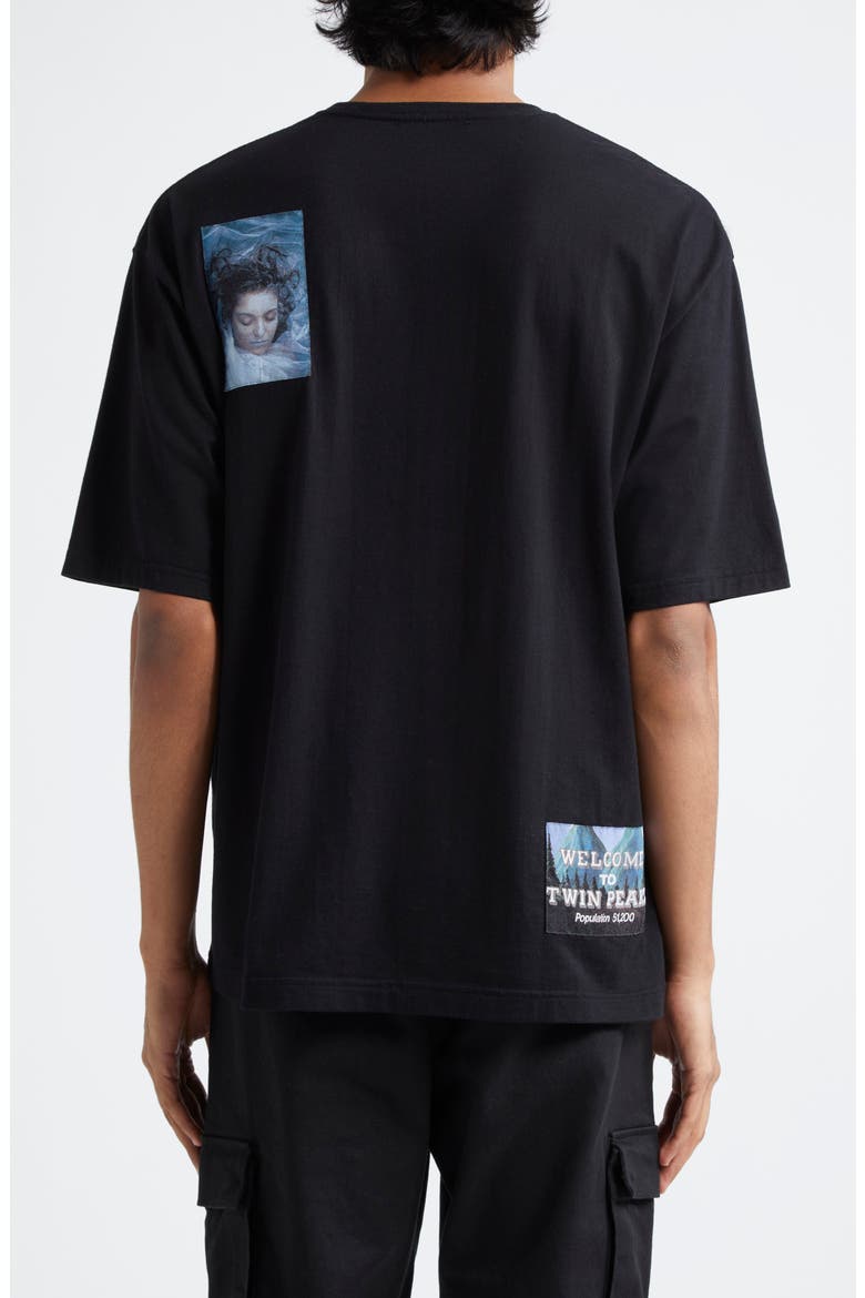 'Twin Peaks' Oversize Cotton Graphic T-Shirt, Alternate, color, BLACK