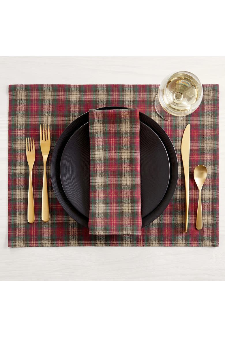Linen Placemats 14 x 19 Inch Set of 4 - Hunter's Plaid, Alternate, color, Brown