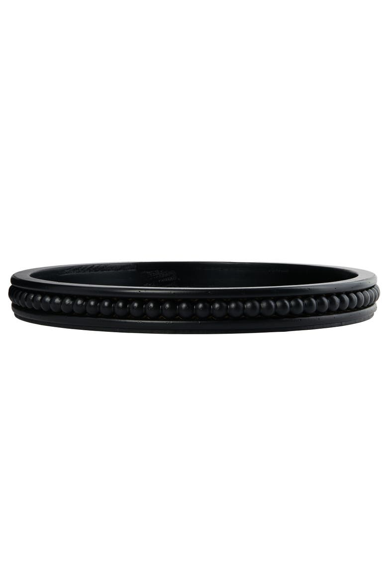 Farmhouse Decorative Round Wood Tray with Hobnail Edge, Black, Alternate, color, Black
