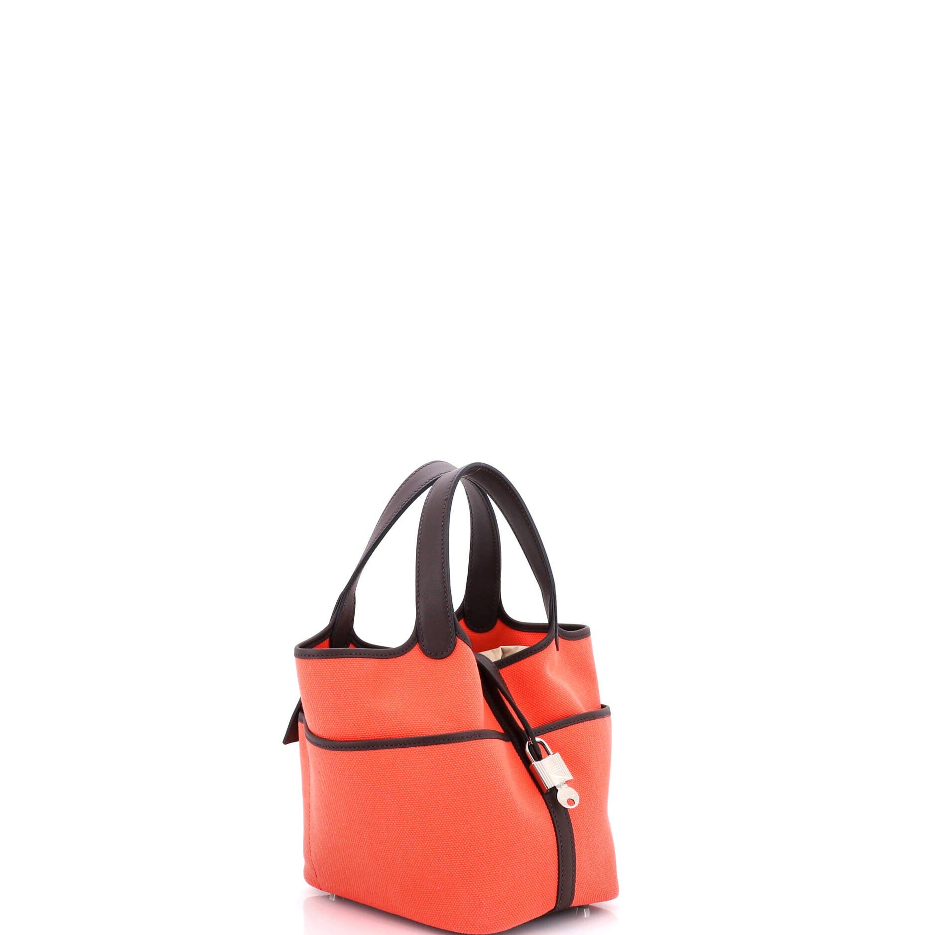 Pre-Owned Hermes Cargo Picotin Lock Bag Canvas and Swift PM, Alternate, color, Rose Texas