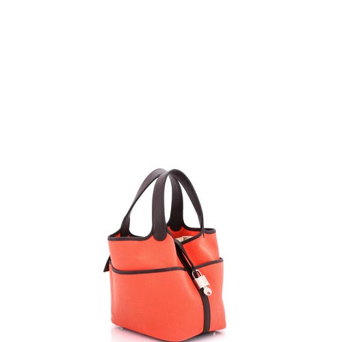 Pre-owned Hermes Hermes Cargo Picotin Lock Bag Canvas And Swift Pm In Orange