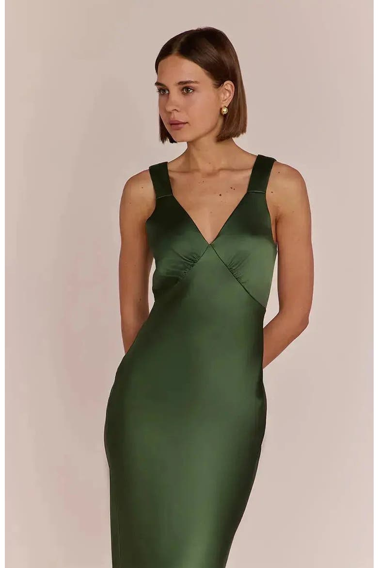 Amelia V-Neck Dress, Alternate, color, Olive Green