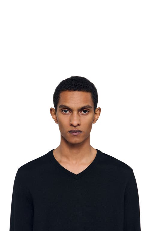 Sandro V-neck Wool Sweater In Black