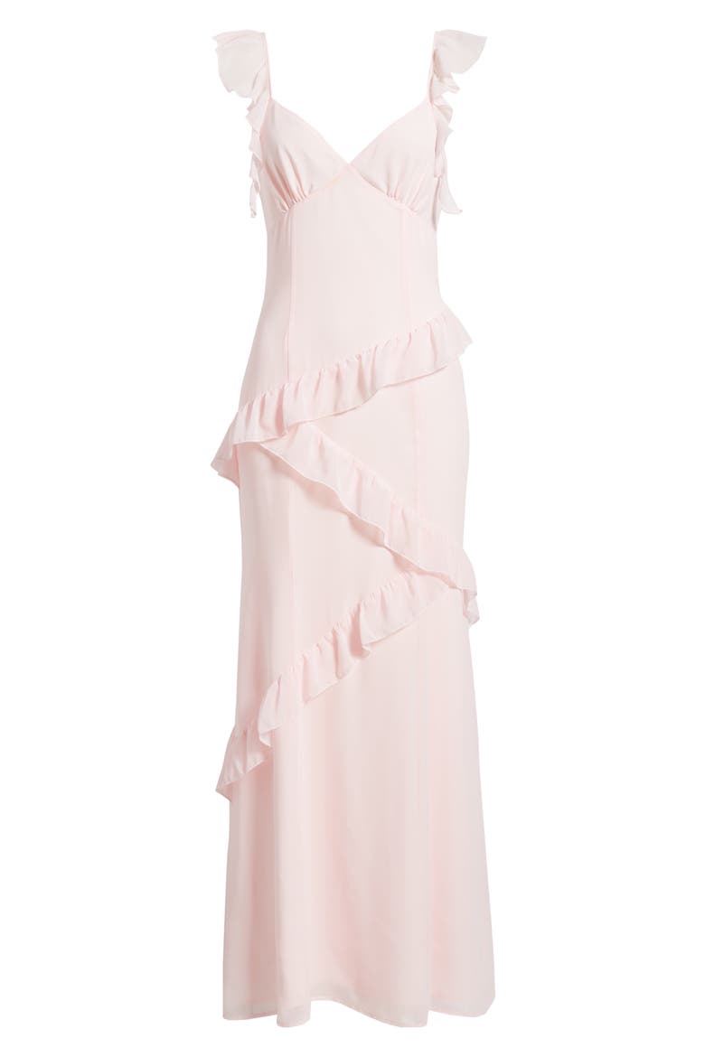 Asymmetric Ruffle Tiered Maxi Dress, Alternate, color, PINK BALM