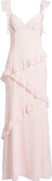 BP. Asymmetric Ruffle Tiered Maxi Dress