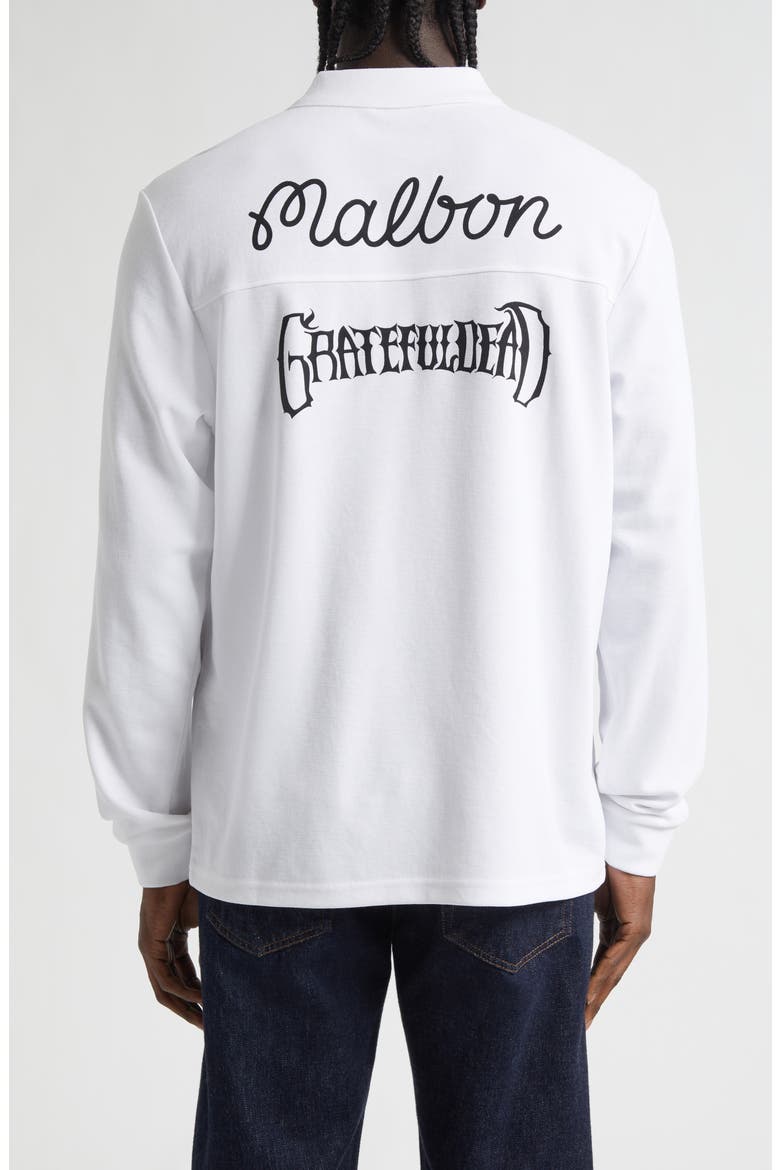 Grateful Dead Stealie Long Sleeve Polo, Alternate, color, WHITE