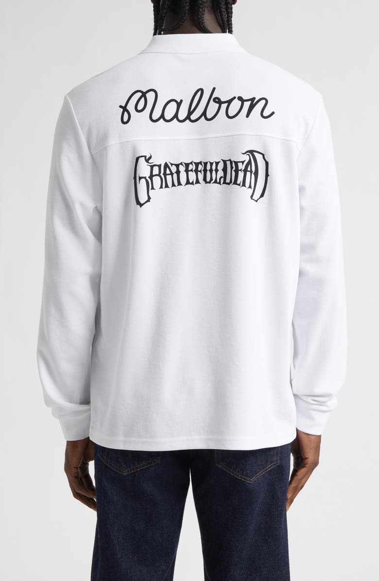 Malbon Golf Grateful Dead Stealie Long Sleeve Polo, Alternate, color, White
