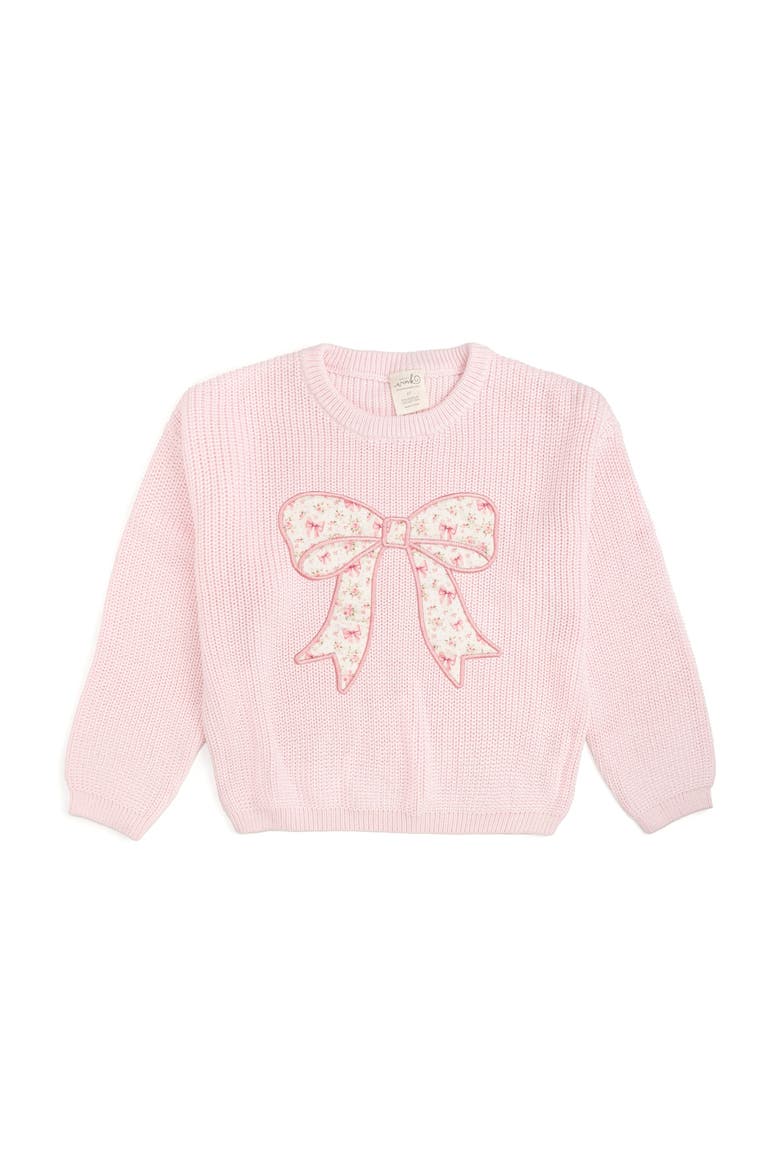 Ditsy Floral Bow Knit Sweater, Main, color, Light Pink