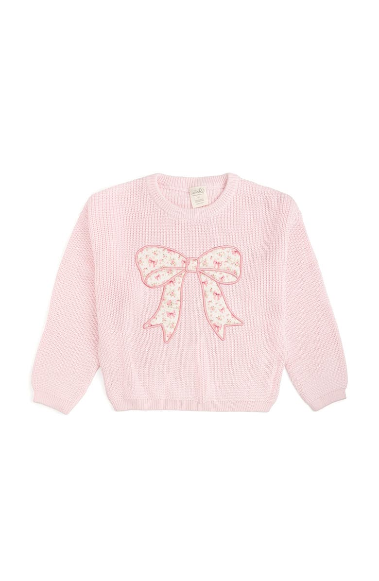 Sweet Wink Ditsy Floral Bow Knit Sweater, Main, color, Light Pink