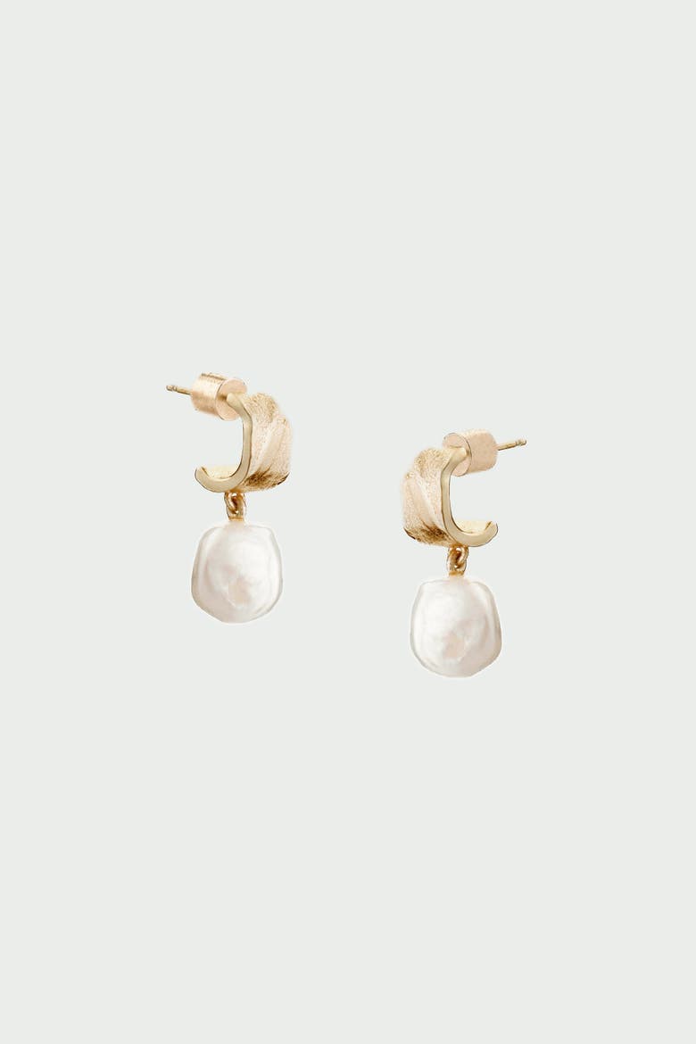 Freshwater Pearl Earrings, Main, color, Gold