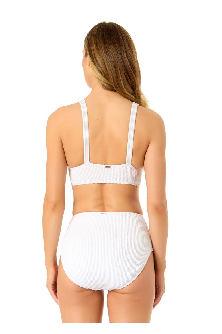 Women's Live In Color Textured Shirred Soft Band Bralette Bikini Swim Top, Alternate, color, White