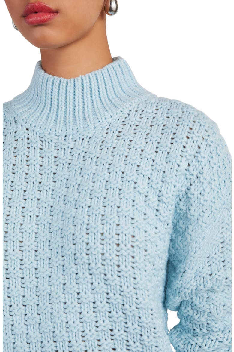 Kerri Basket Weave Mock Neck Sweater, Alternate, color, LIGHT BLUE