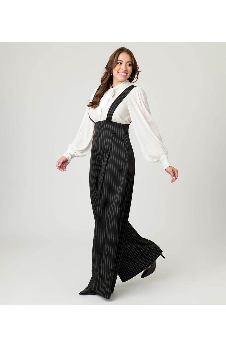 Unique Vintage Wide Leg Rochelle Suspender Pants, Alternate, color, Black