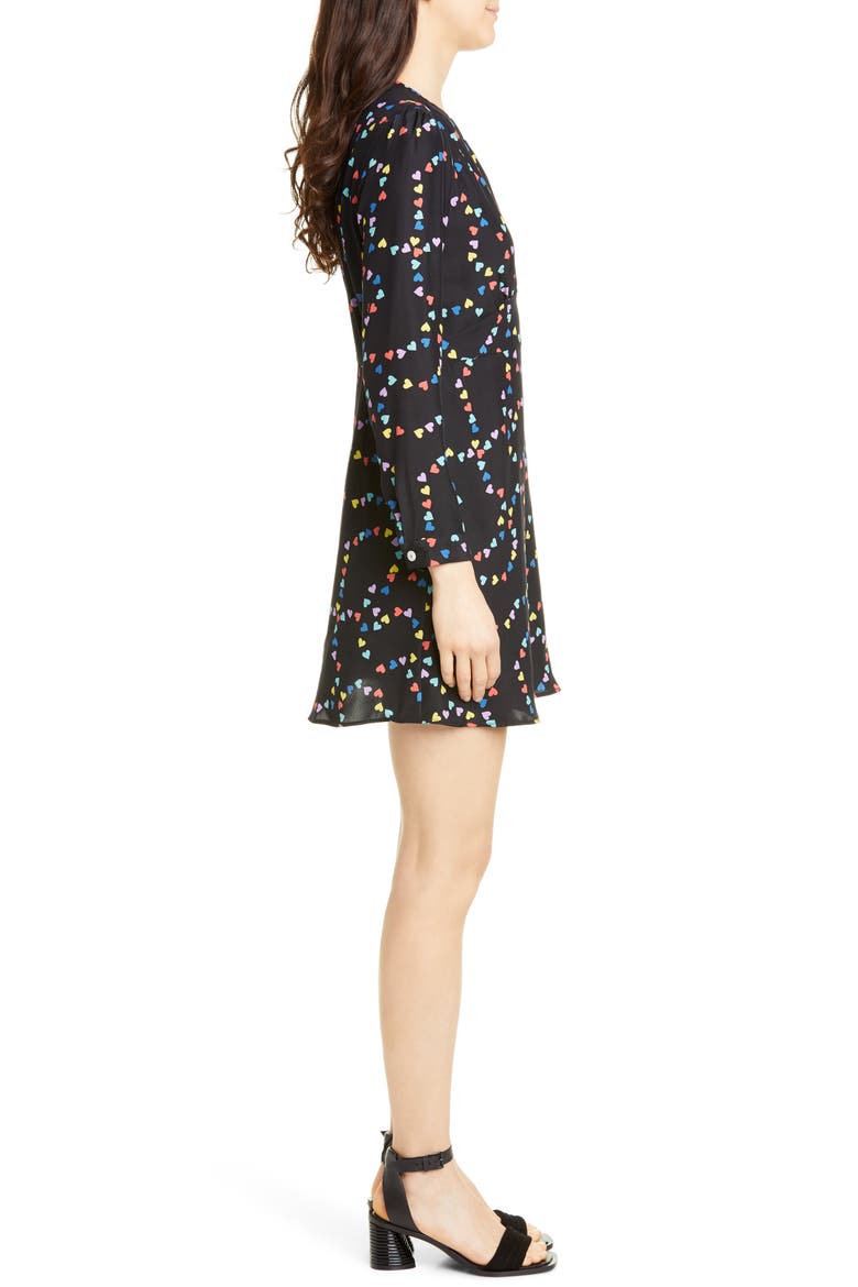 Hoover Long Sleeve Silk Minidress, Alternate, color, RAINBOW STRING OF HEARTS