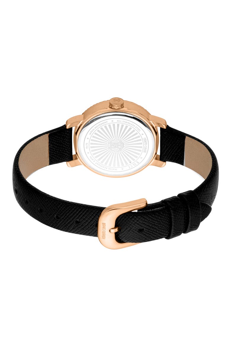 Solina Leather Strap Watch, 30mm, Alternate, color, BLACK