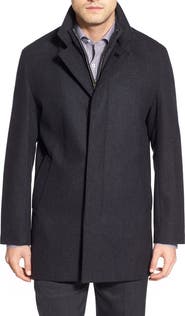 Cole Haan Wool Blend Topcoat with Inset Knit Bib