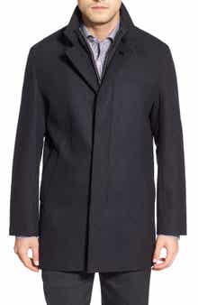 Cole Haan Wool Blend Topcoat with Inset Knit Bib
