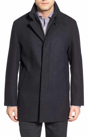 Cole Haan Wool Blend Topcoat with Inset Knit Bib