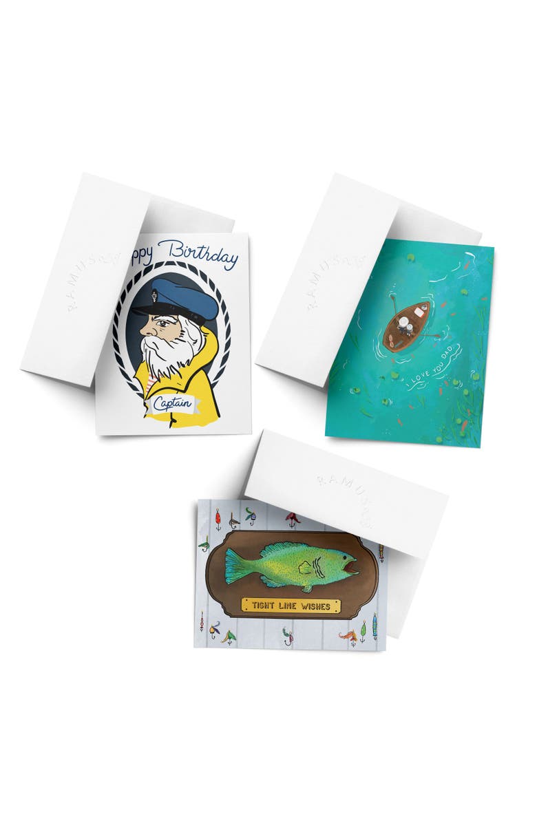 Ramus & Co Father's Day Greeting Card Pack (3ct) "Captain, Fish, Dad I Love You", Main, color, Multicolored