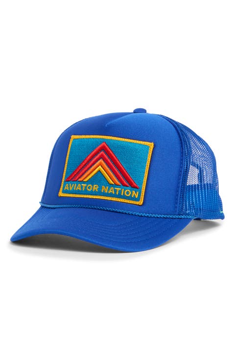 Mountain Stripe Logo Embroidered Snapback Trucker Hat