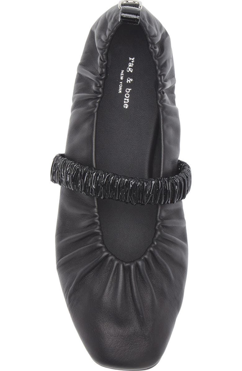 rag & bone Spire Ruched Mary Jane Flat, Alternate, color, Black