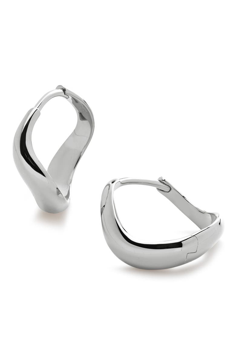 Small Swirl Hoop Earrings, Main, color, SILVER