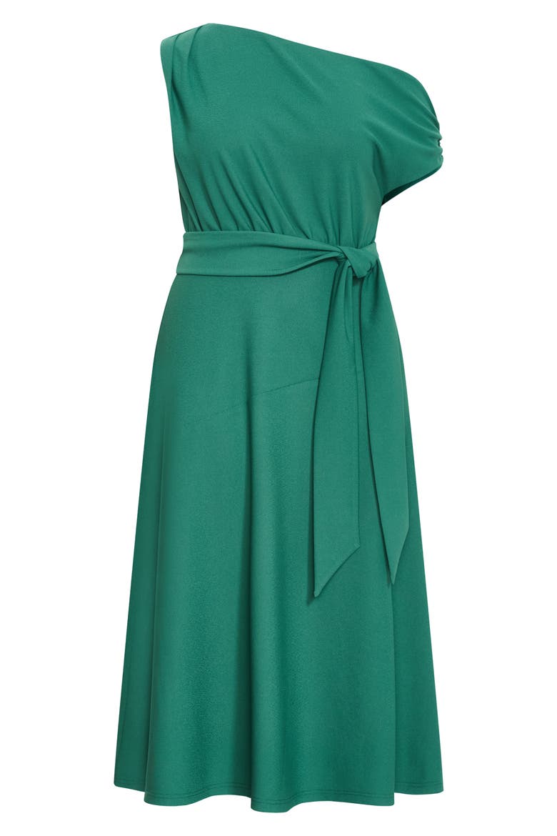 Kate One-Shoulder Crepe Midi Dress, Alternate, color, JADE