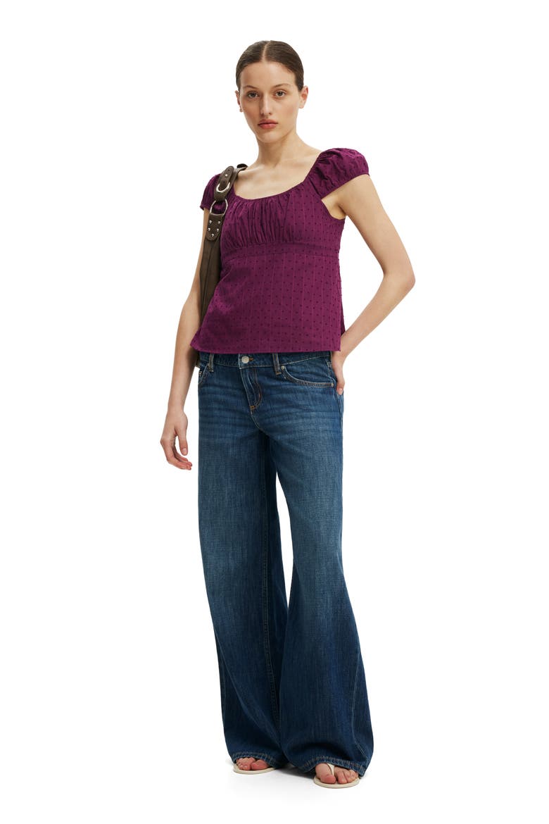 Women's Tie Back Babydoll Top, Alternate, color, Blackberry Belle Texture