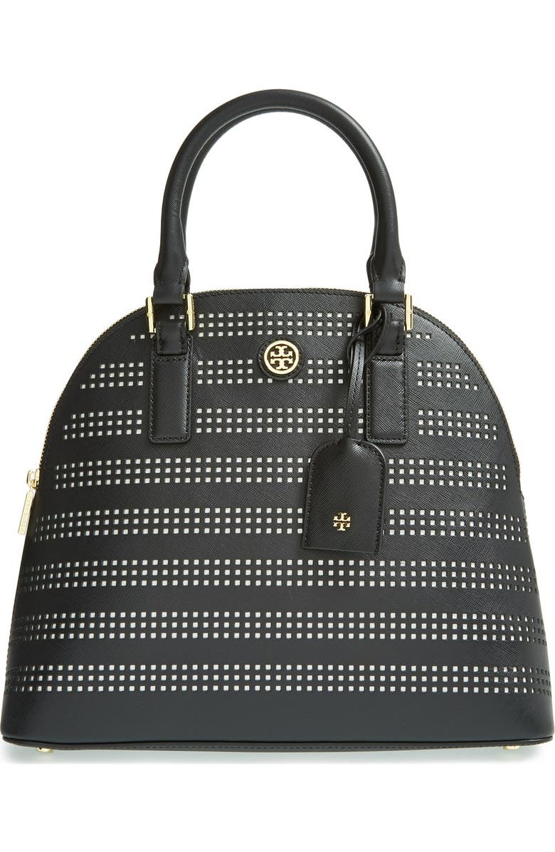 Tory Burch 'Robinson' Perforated Leather Dome Satchel, Main, color,