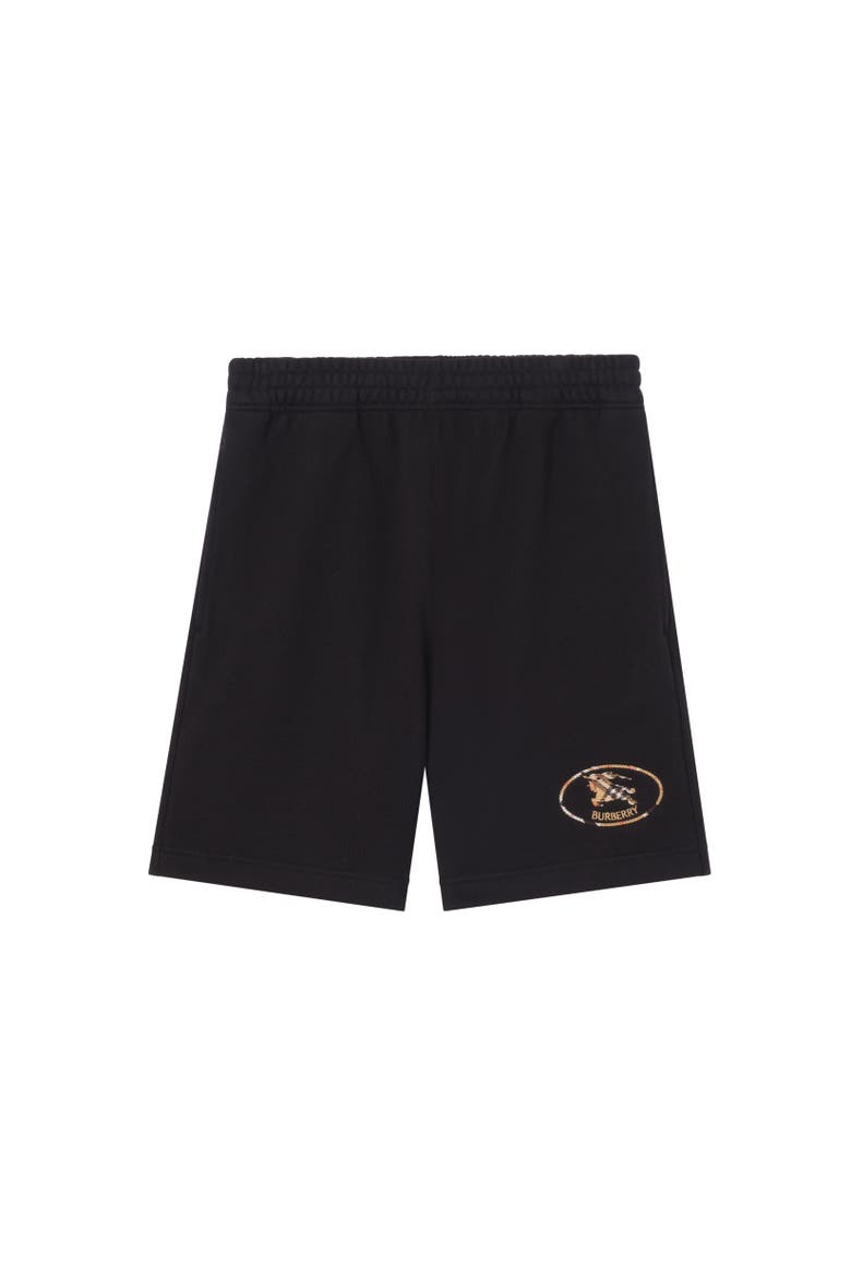 Check Knight Stamp Cotton Shorts, Alternate, color, Black