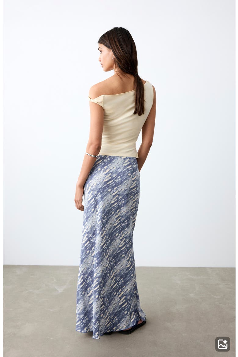 Print Maxi Skirt, Alternate, color, BLUE