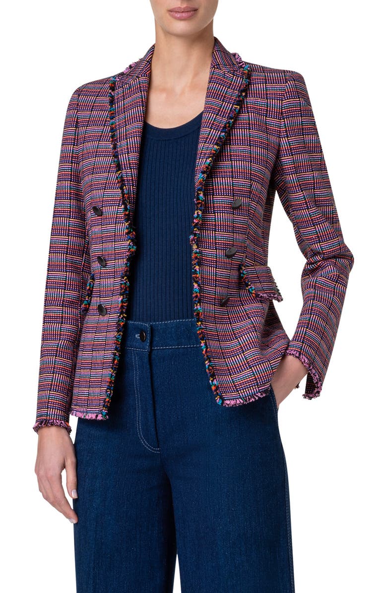 Akris punto Fringe Tweed Blazer, Main, color, 