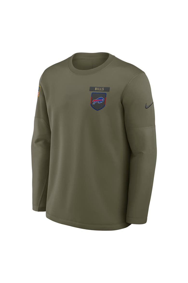 Men's Nike Olive Buffalo Bills 2025 Salute to Service Sideline Coaches Therma-FIT Long Sleeve Shirt, Alternate, color, Olive