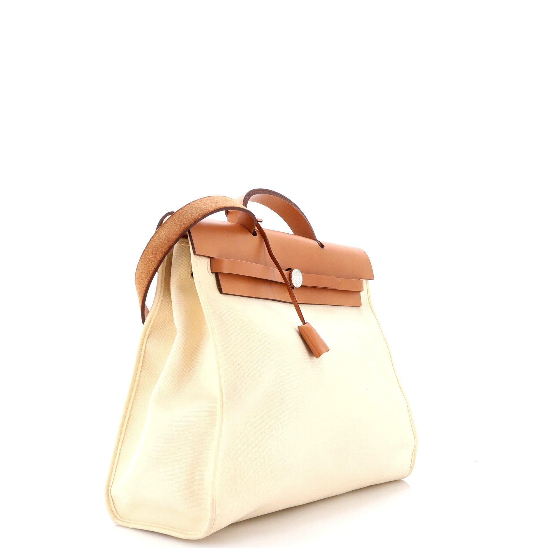 Herbag Zip Leather and Toile 39, Alternate, color, White