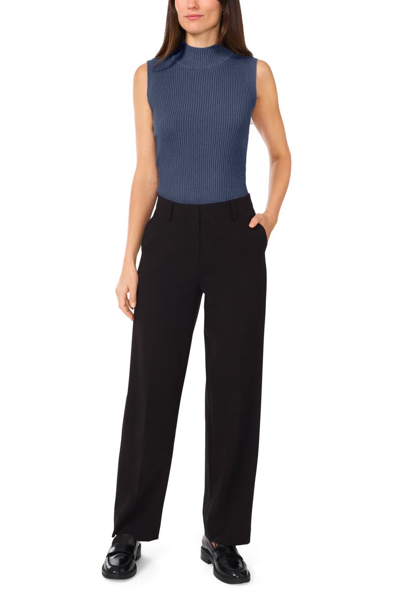 Sleeveless Mock Neck Rib Sweater, Alternate, color, NAVY HEATHER